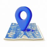 3D Location Folded Paper Map and Pin Isolated. Blue GPS Pointer Marker Icon. GPS and Navigation Symbol. Element for Map, Social Media, Mobile Apps. Realistic Vector Illustration